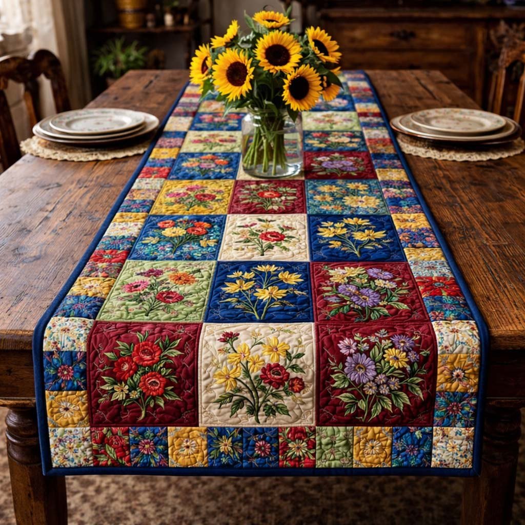 Country Floral Patchwork Table Runner