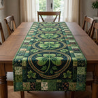 Shamrocks in Ovals on Green Table Runner