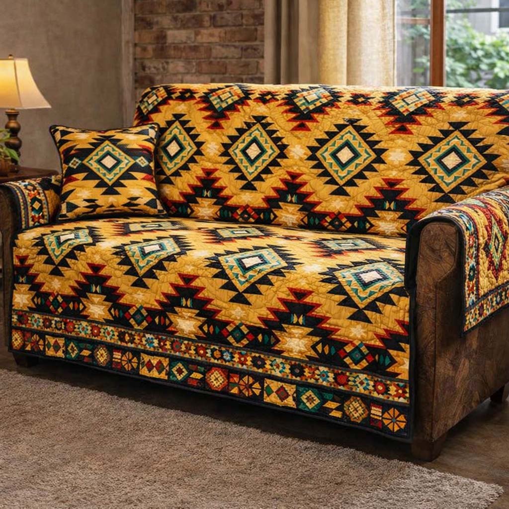 Crimson Tribal Rhythm Sofa Cover