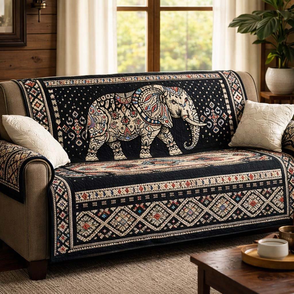 Wild Elephant Patchwork Sofa Cover