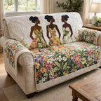 Wildflower Bouquets on Cream Sofa Cover