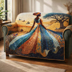 Woman in the Flowing Orange Robe Sofa Cover
