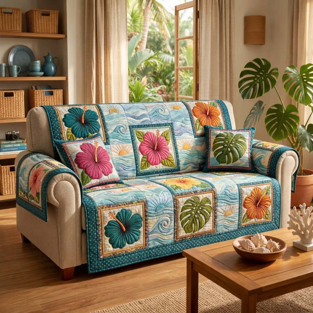 Ocean Bloom Sofa Cover
