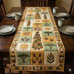 Blocks with Sun and Tree Motifs Table Runner