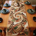 Swirling Dancers on Cream Table Runner