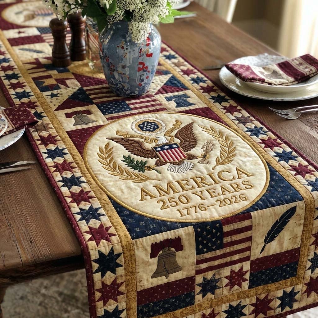 America 250 Years Eagle Medallion Table Runner