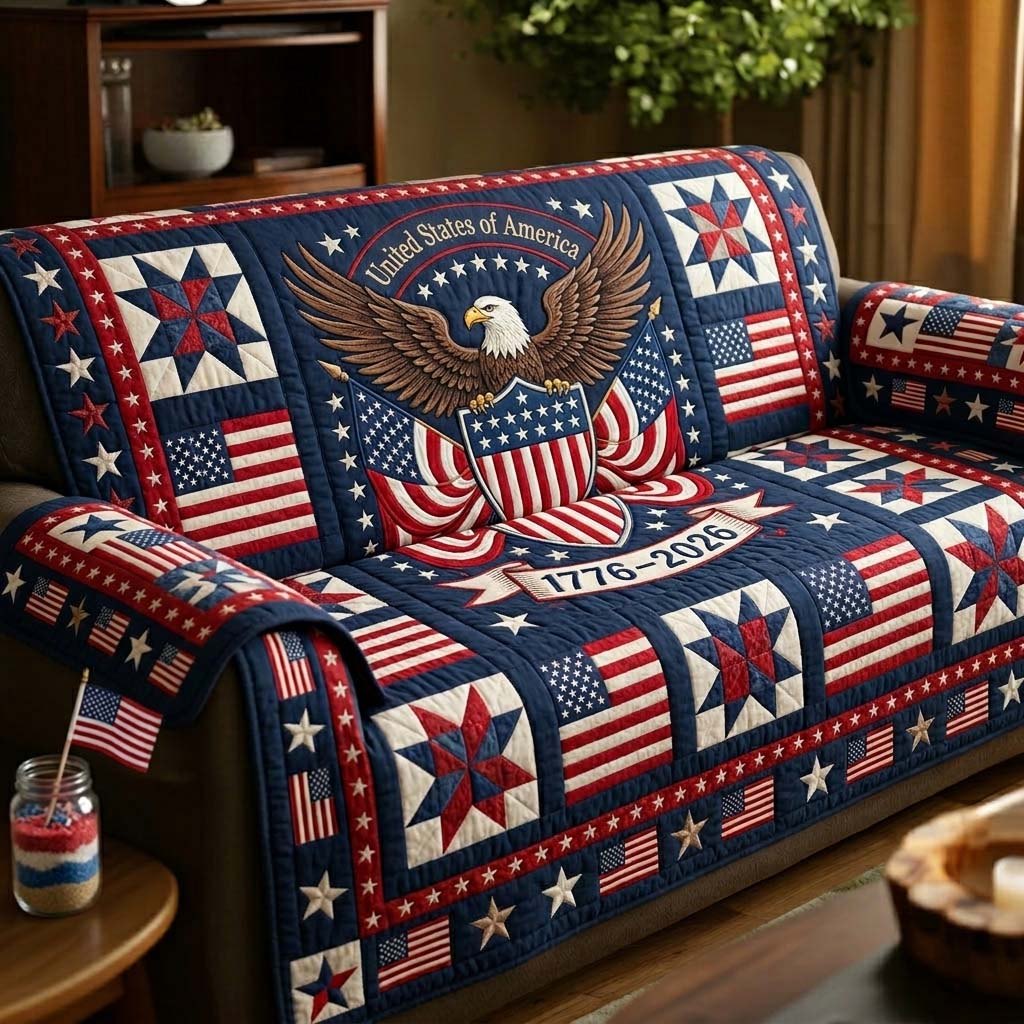 Freedom Eagle Emblem Sofa Cover