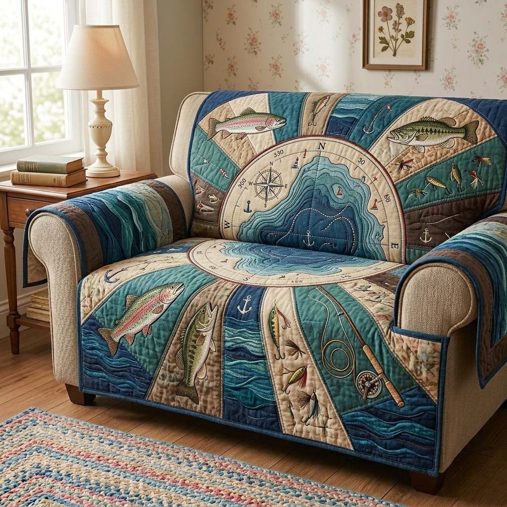 Lake Map Explorer Sofa Cover
