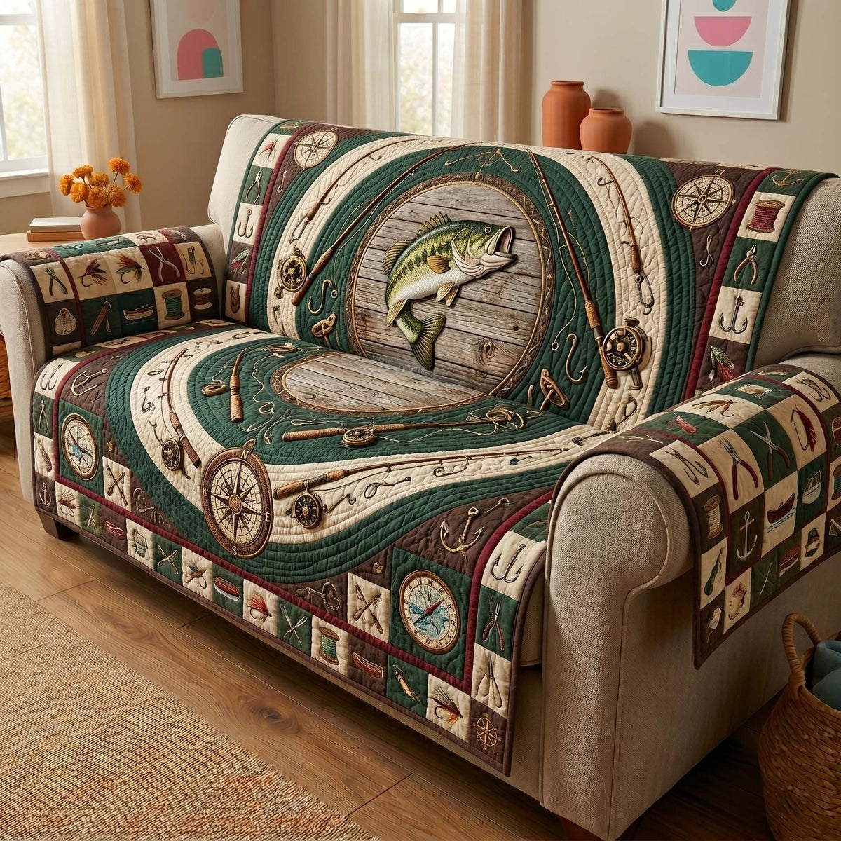 Bass Compass Sofa Cover