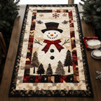 Snowman with Red Checked Scarf Table Runner