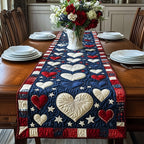 Cream Hearts on Blue with Stars Table Runner