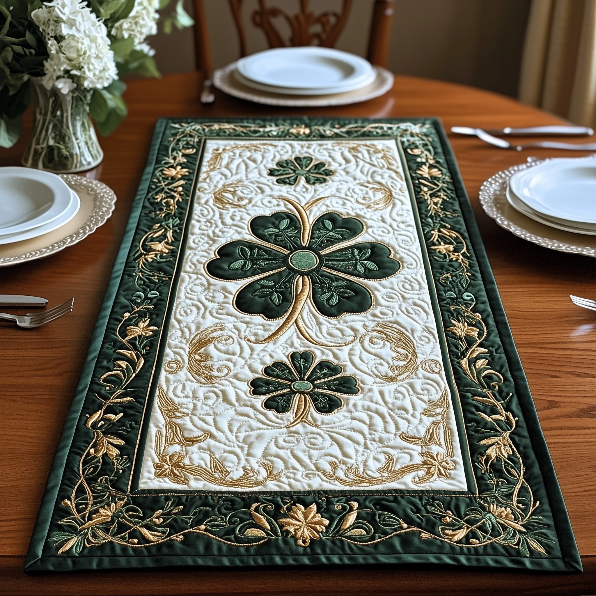 Elegance Celtic Shamrock Table Runner