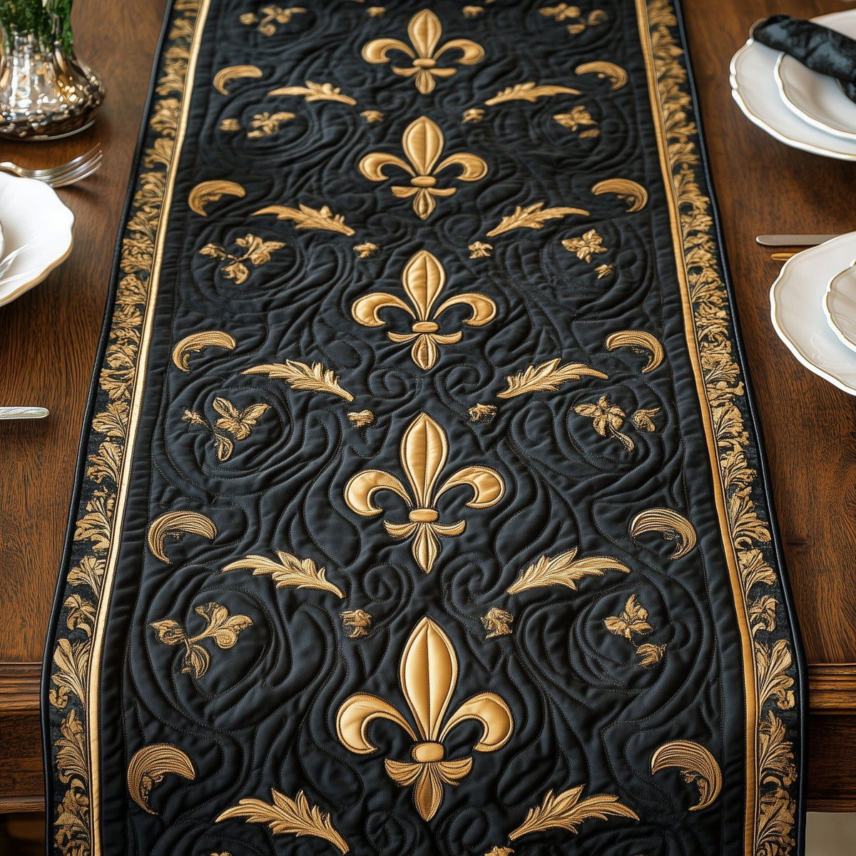 The Regal Fleur De Lis Table Runner