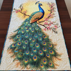Peacock with Spread Tail and Blossoms Table Runner