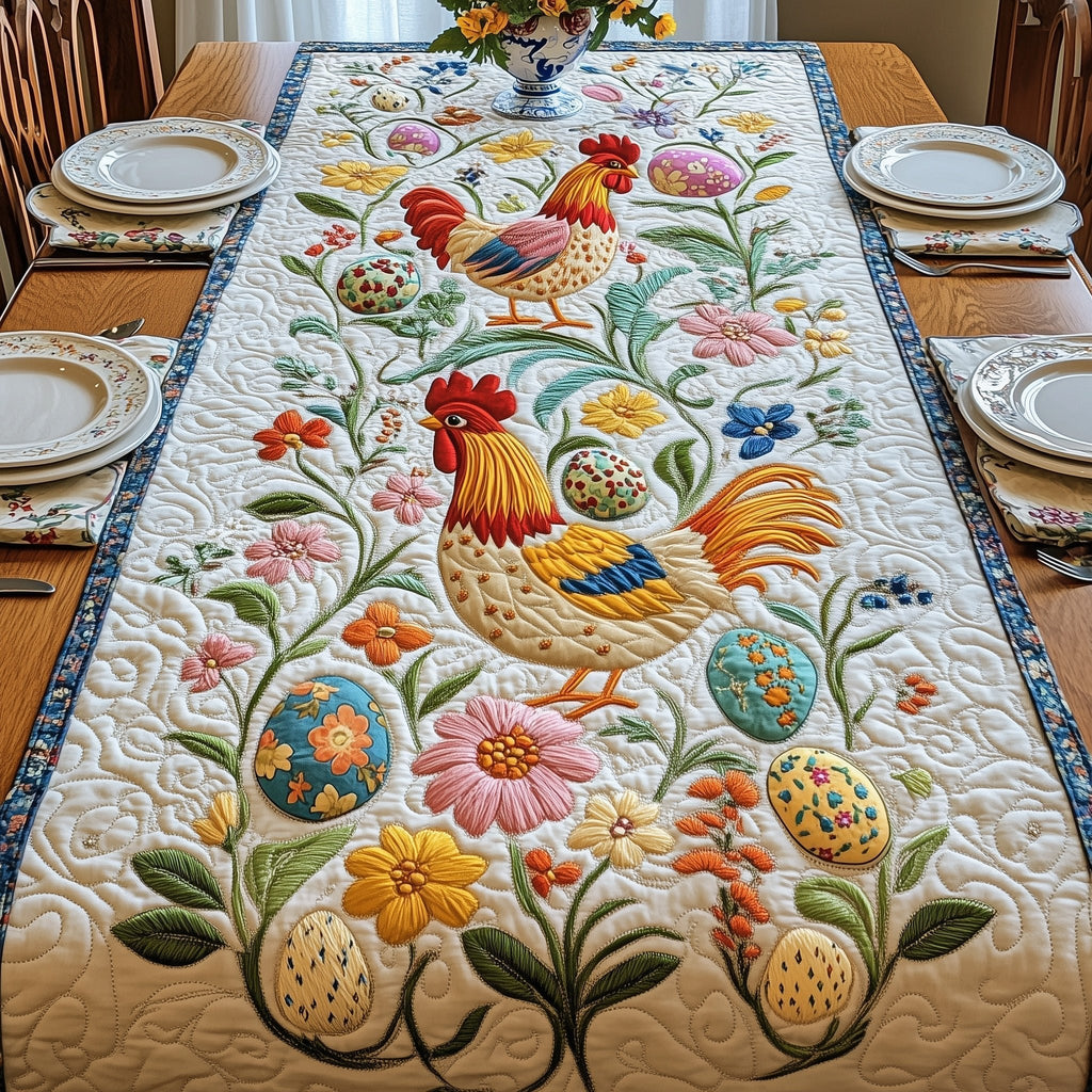 Hen and Chicks Among Spring Blooms Table Runner