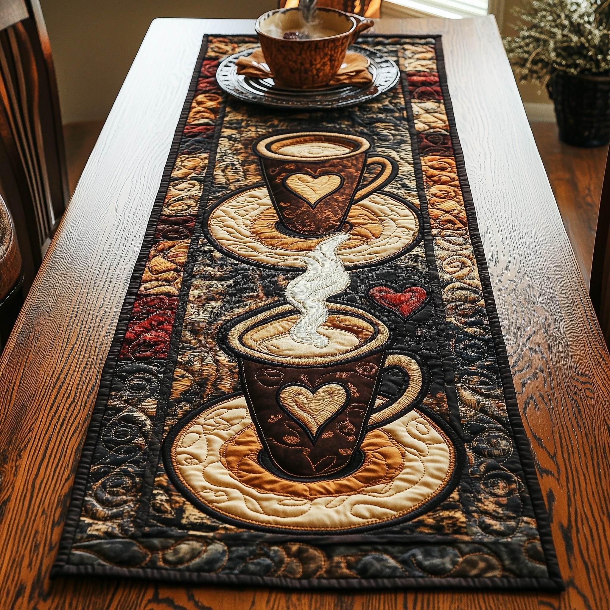Vintage Cups Table Runner