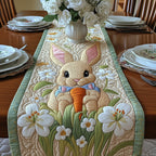 Tan Bunny Holding a Carrot Table Runner