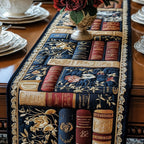 Book Stack with Navy Flowers Table Runner