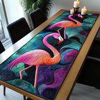 Single Flamingo on Purple and Teal Table Runner