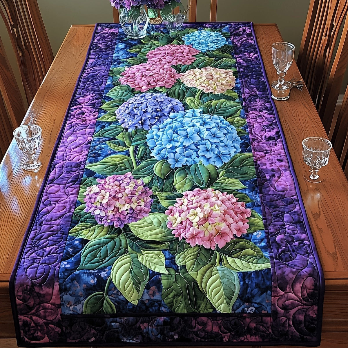 Hydrangea Bloom Elegance Table Runner
