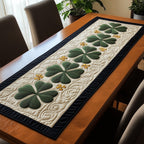 Green Shamrocks on Cream Band Table Runner