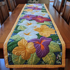 Plumeria with Purple Hibiscus Table Runner