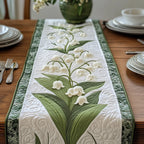 Lily of the Valley on White Table Runner