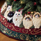 Ragdoll Kittens in the Gold Vine Christmas Tree Skirt