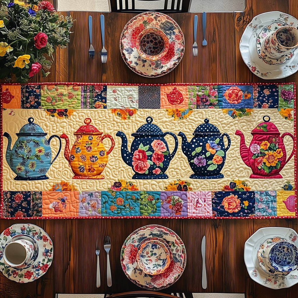 The Teapot Parade Table Runner