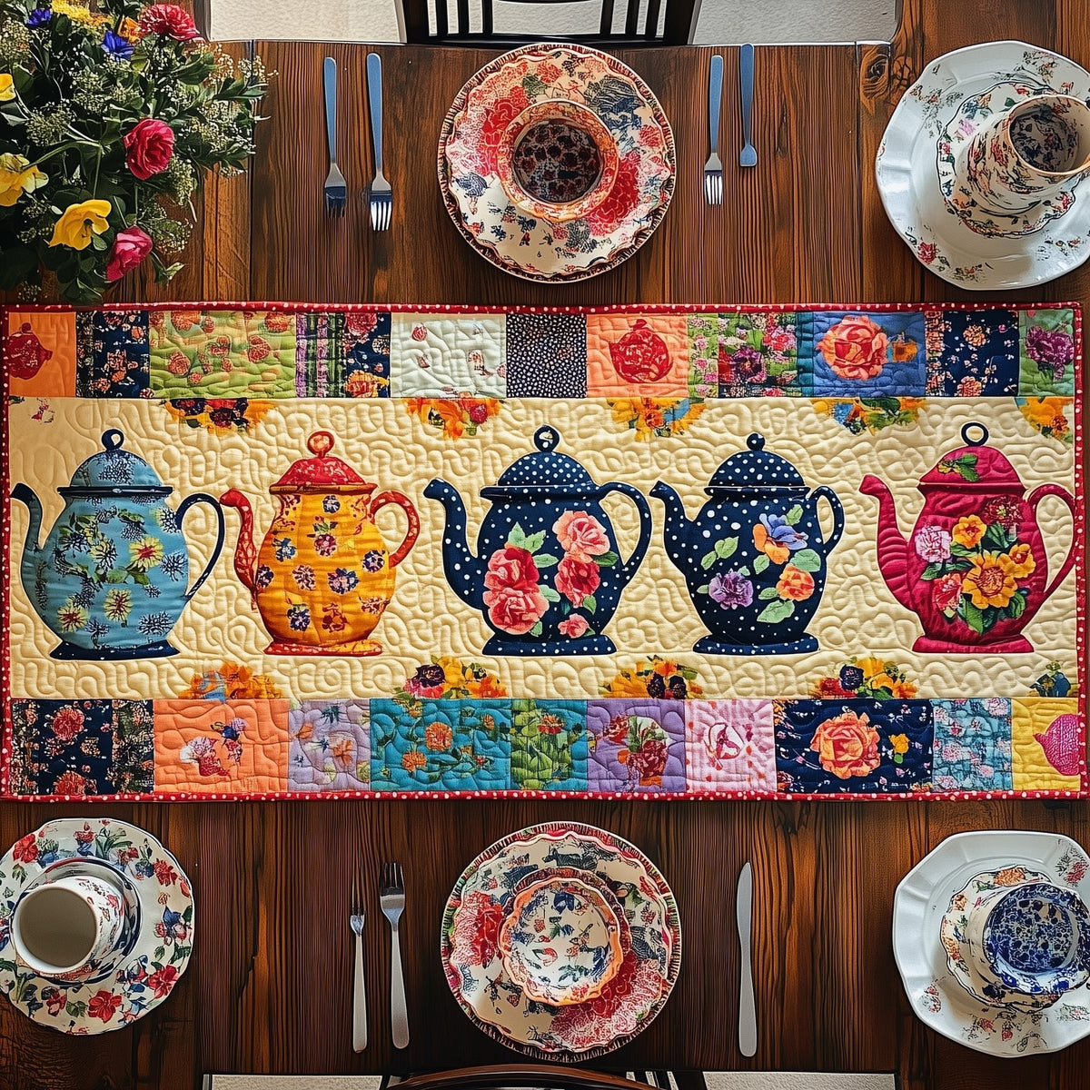 The Teapot Parade Table Runner
