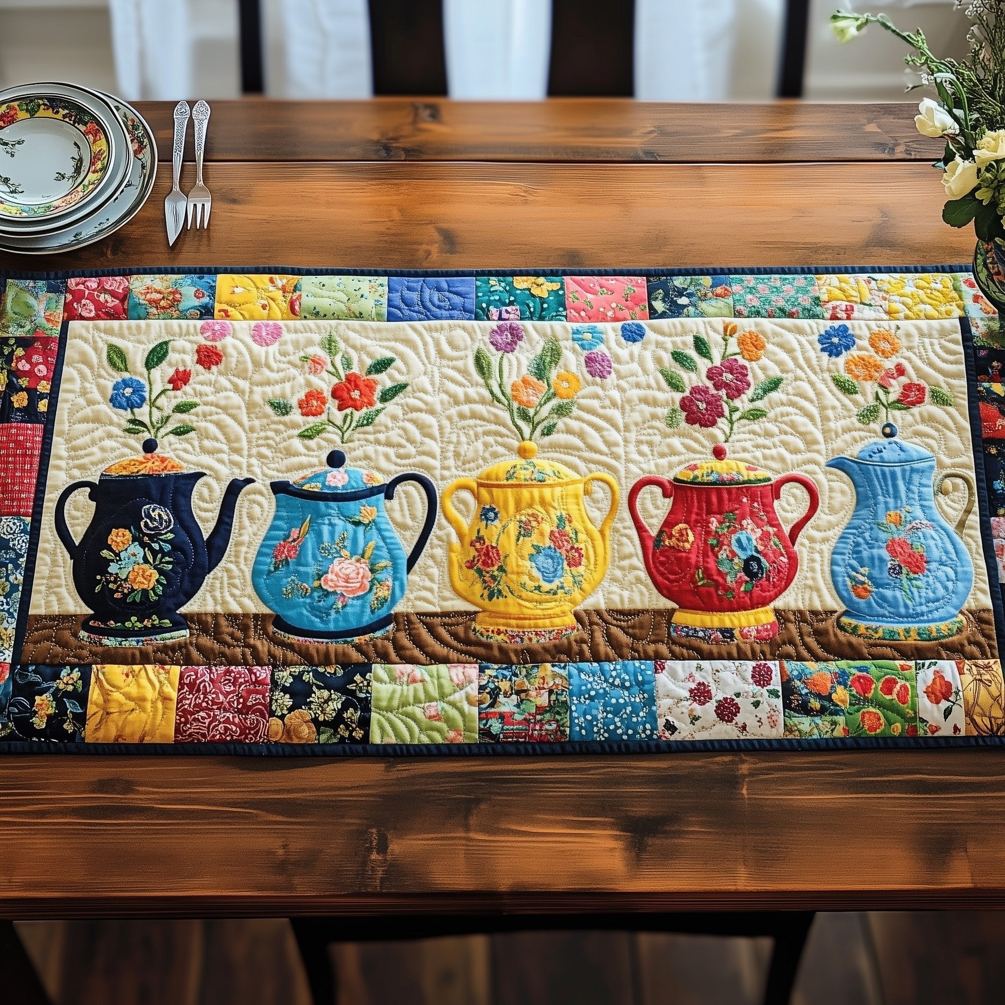 Teapot Collection Table Runner