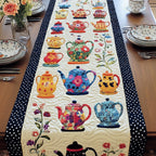 Vintage Teapot Charm Table Runner