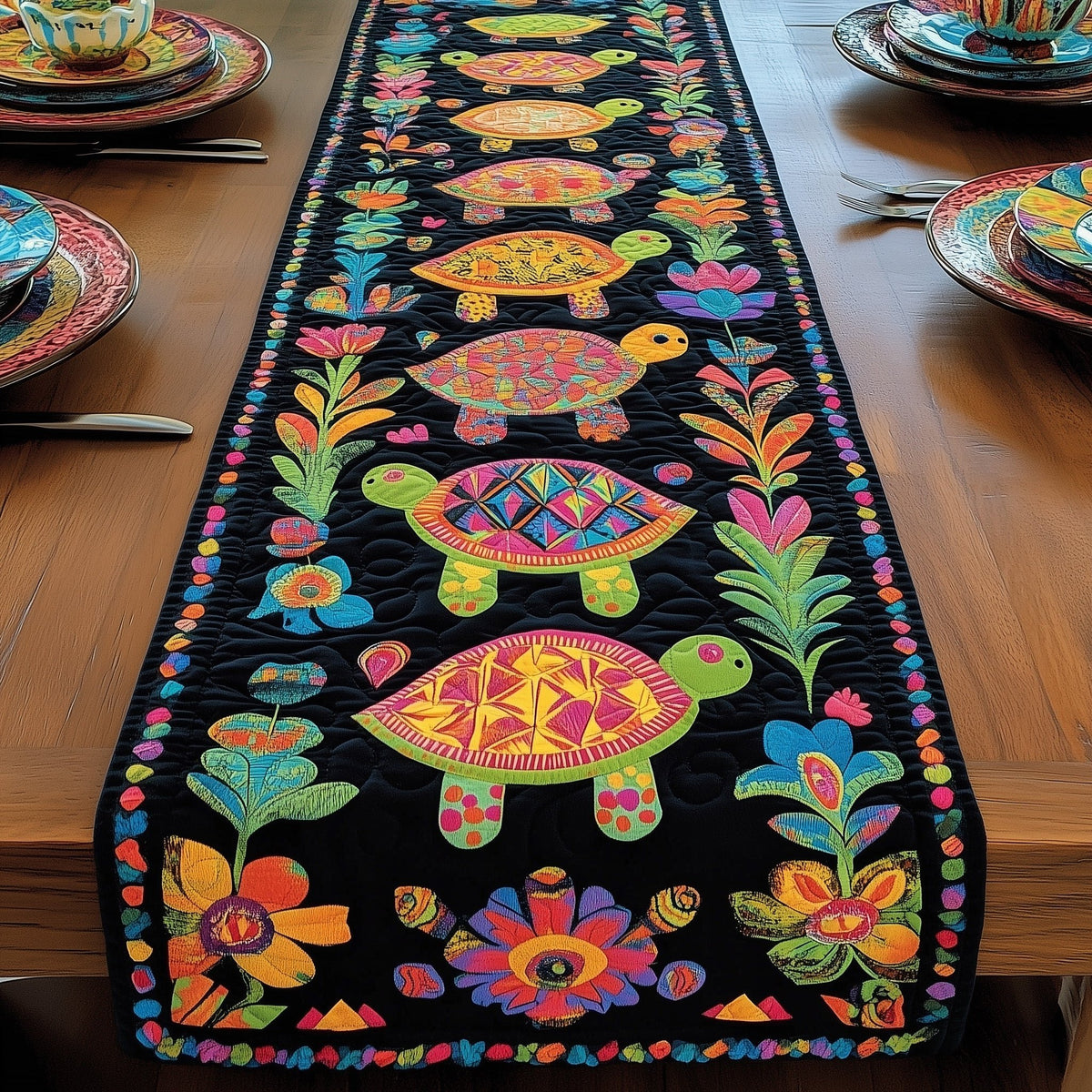 Tropical Turtle Heaven Table Runner