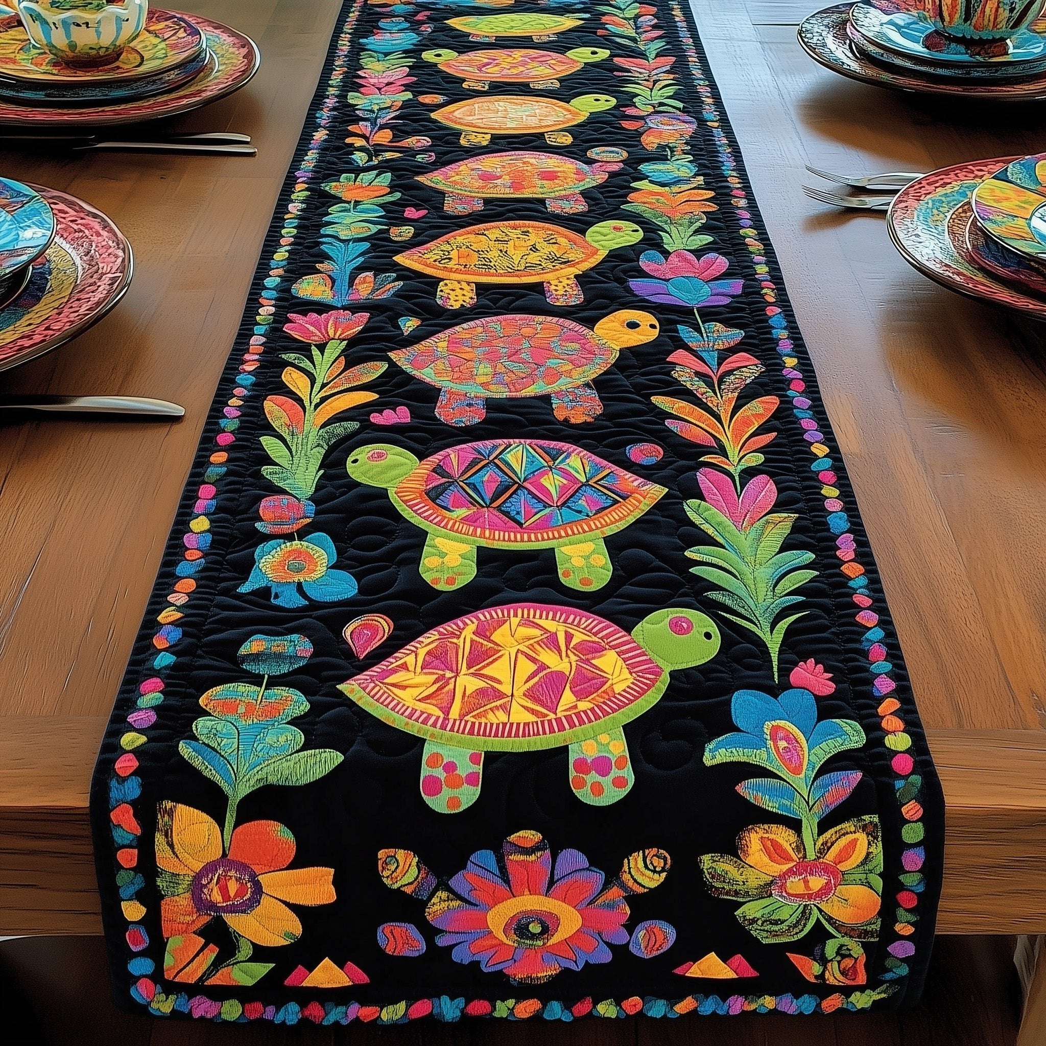 Tropical Turtle Heaven Table Runner