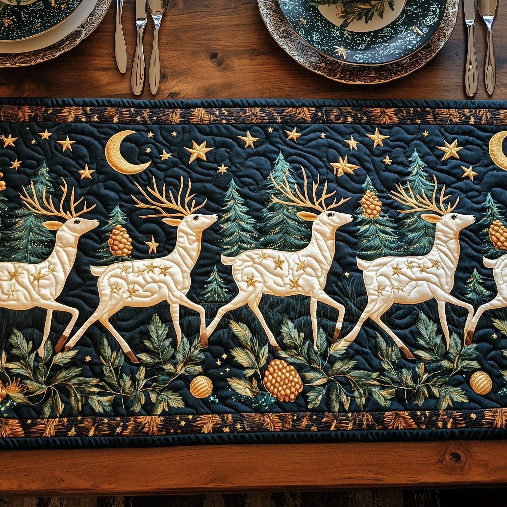 Celestial Deer Dance Table Runner