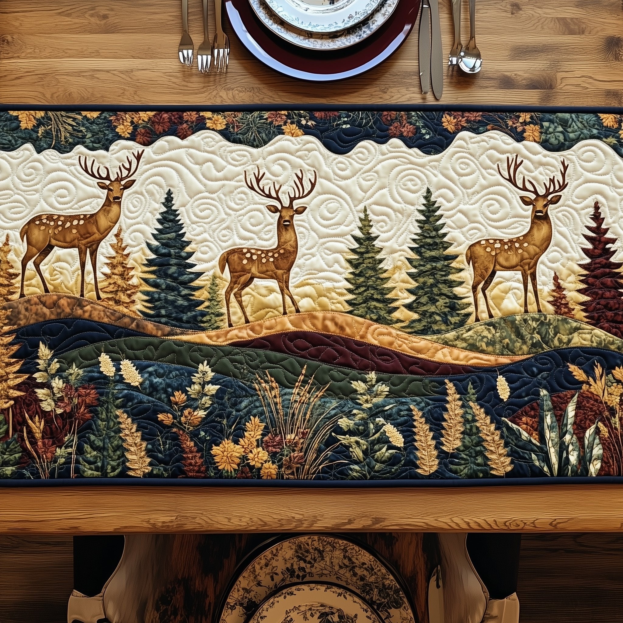 Rustic Deer Forest Table Runner