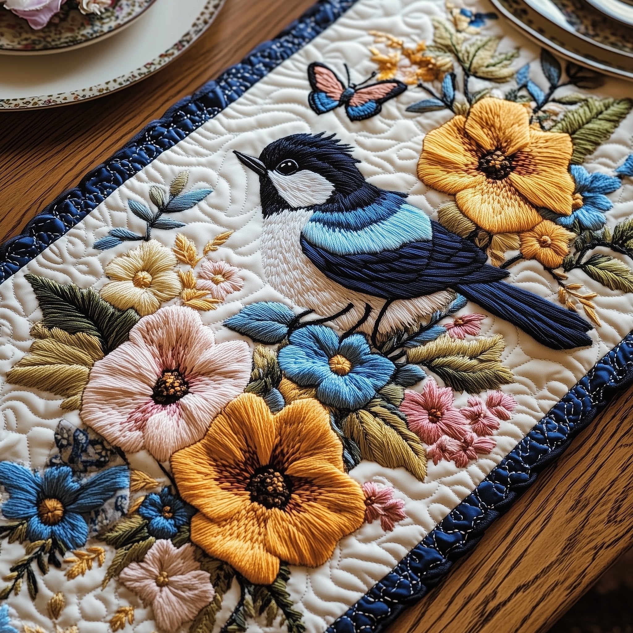 Blossom and Bluebird Table Runner