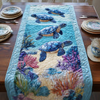 Blue Turtles over Coral Reef Table Runner