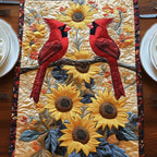 Cardinals Among Golden Sunflowers Table Runner