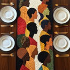 Silhouette Faces on Cream Panel Table Runner