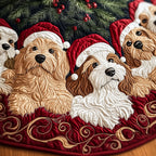 Santa Hat Doodles on Crimson Christmas Tree Skirt