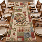 Farmhouse Floral Chicken Patchwork Table Runner