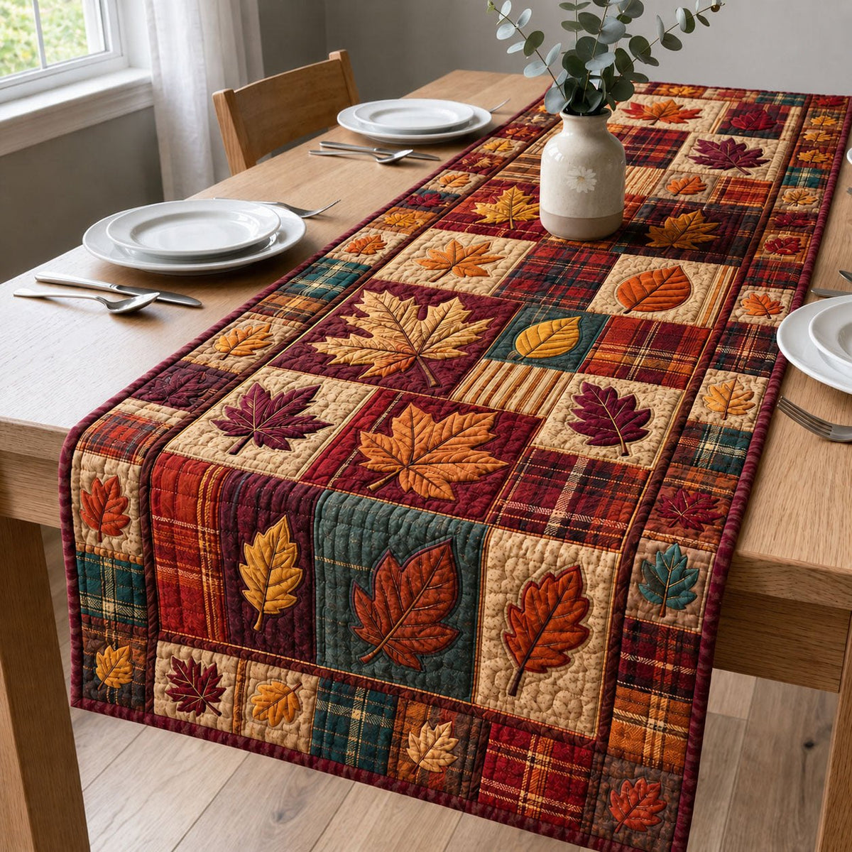 Autumn Maple Patchwork Table Runner