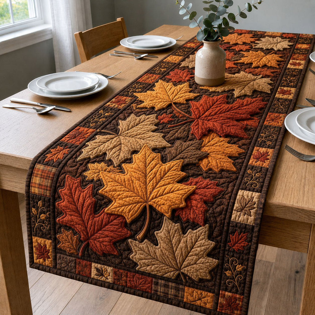 Rustic Fall Leaves Table Runner