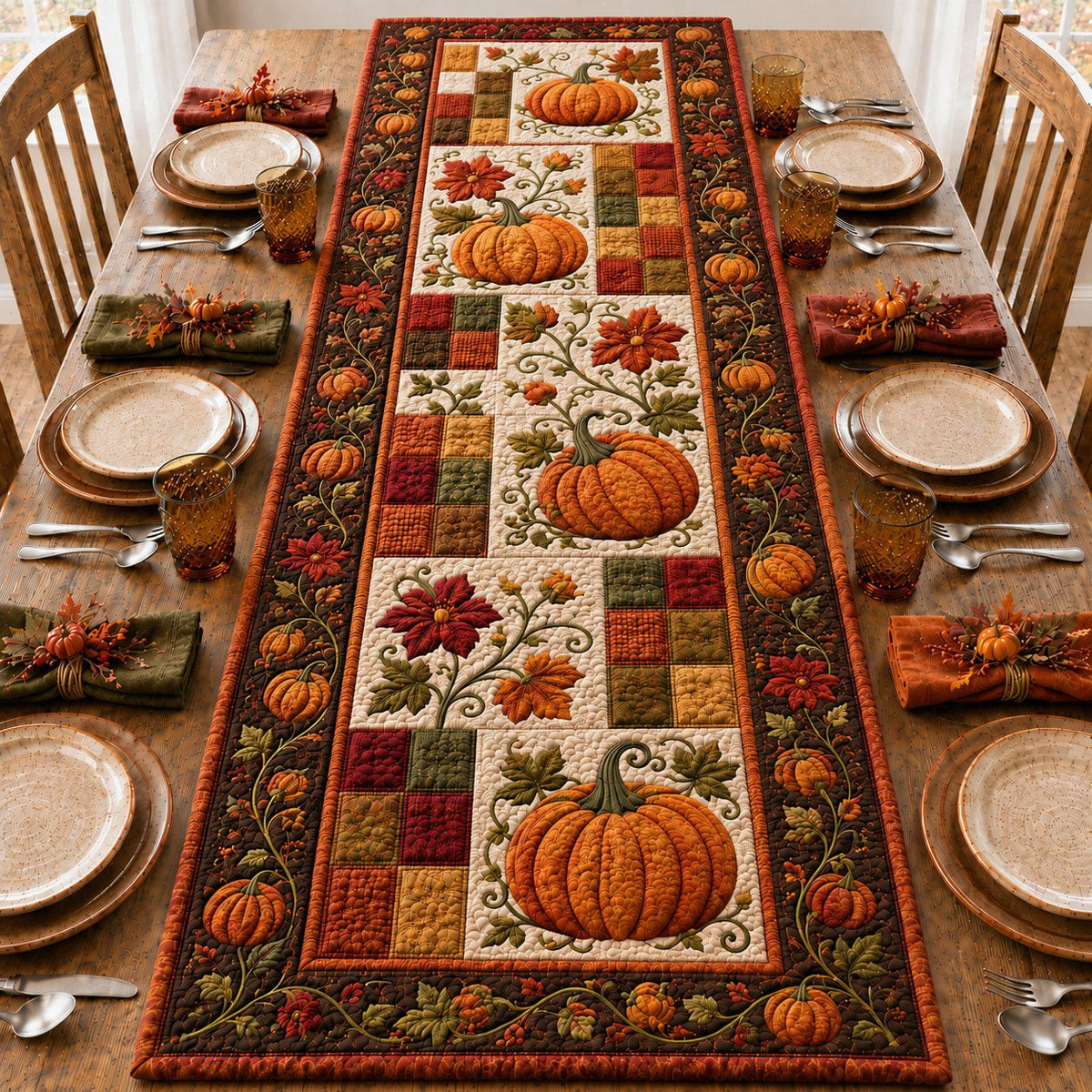 Autumn Pumpkin Garden Table Runner