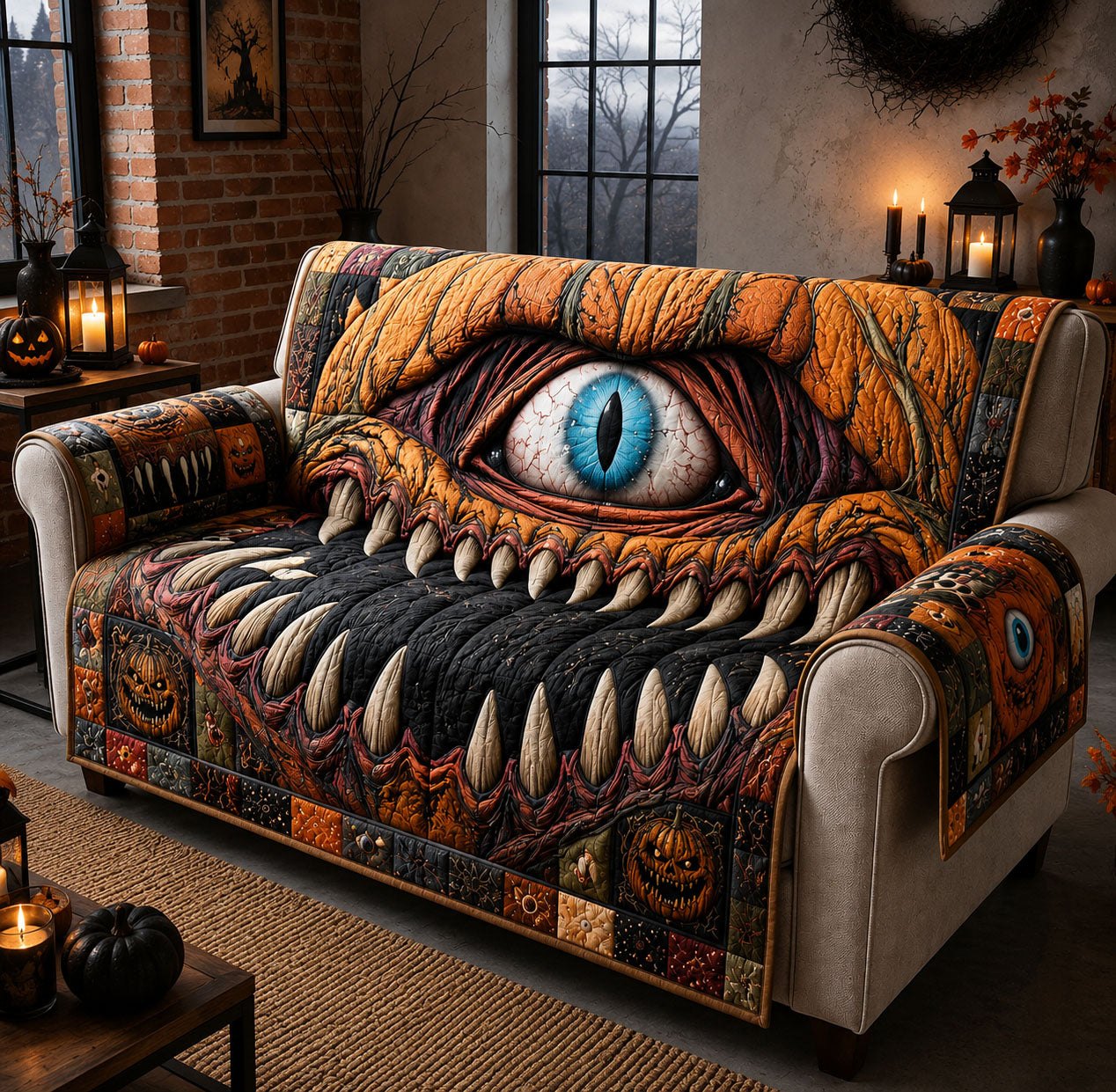 One Eyed Monster Mouth Sofa Cover