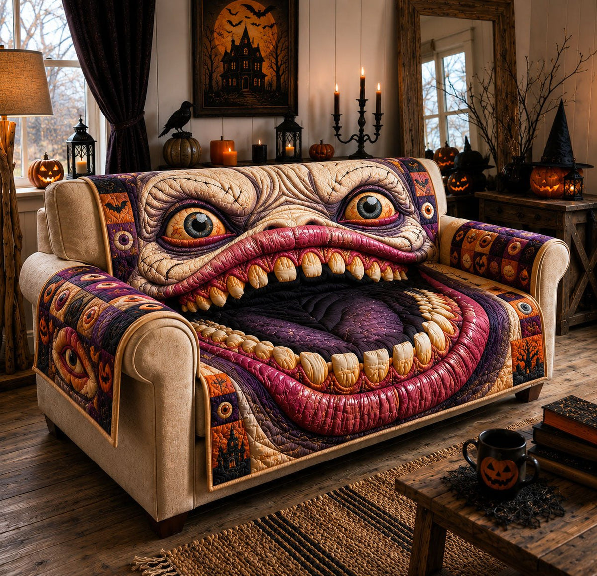 Creepy Monster Mouth Sofa Cover