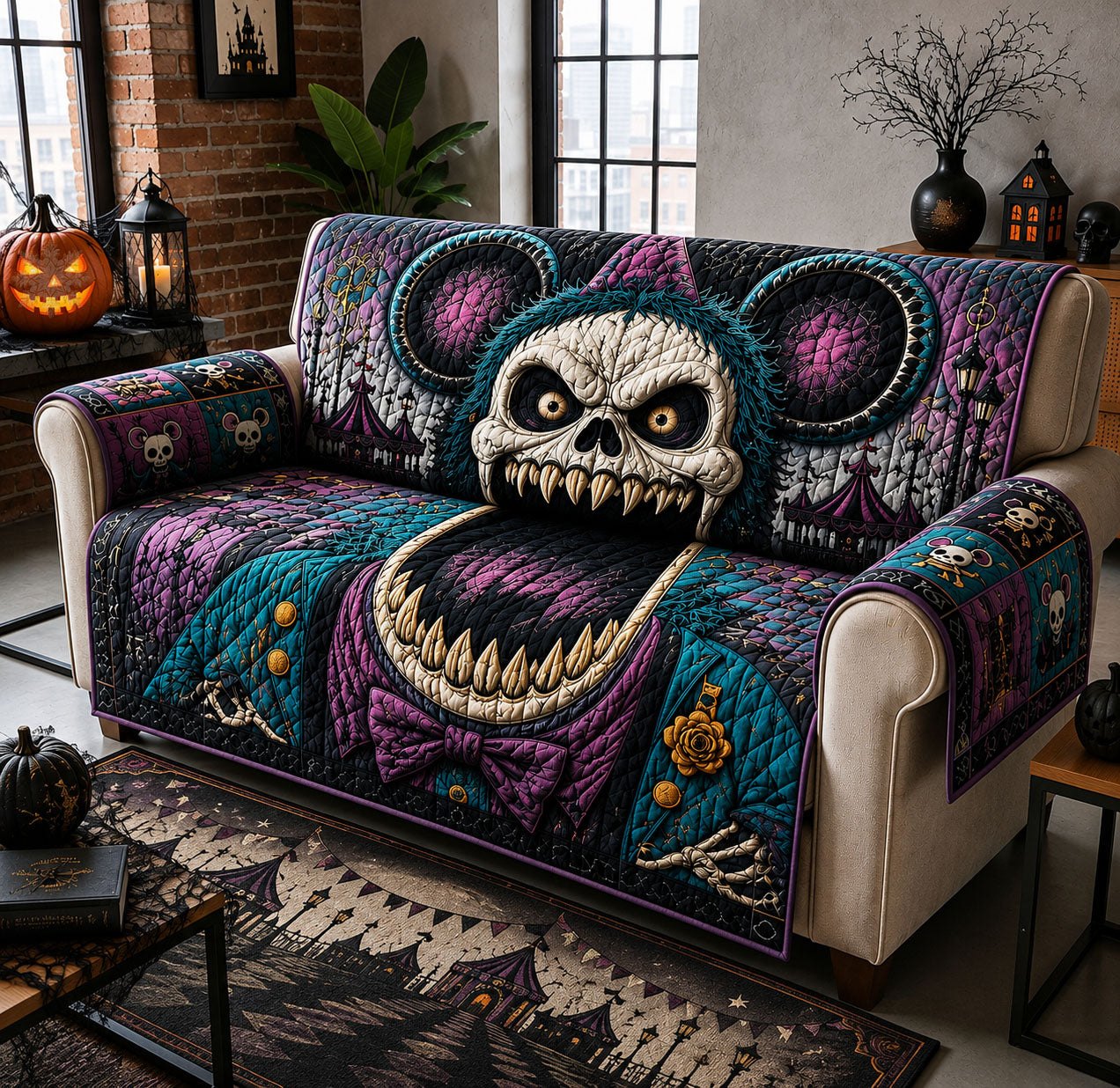Creepy Carnival Skull Sofa Cover