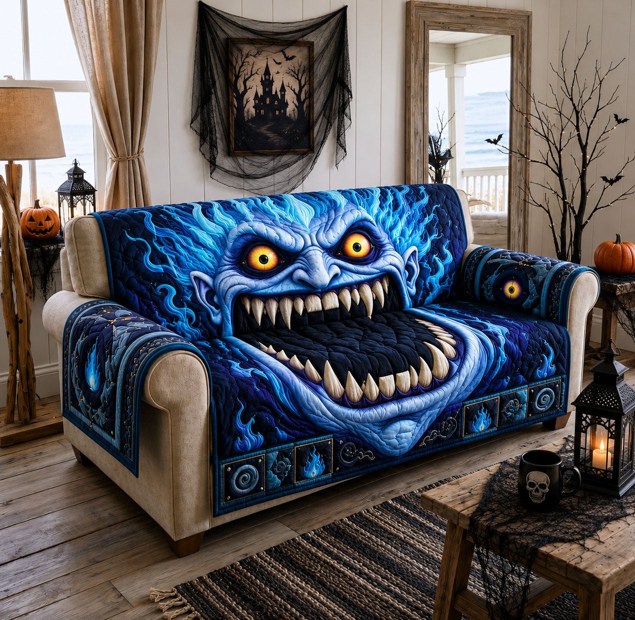 Blue Flame Nightmare Sofa Cover