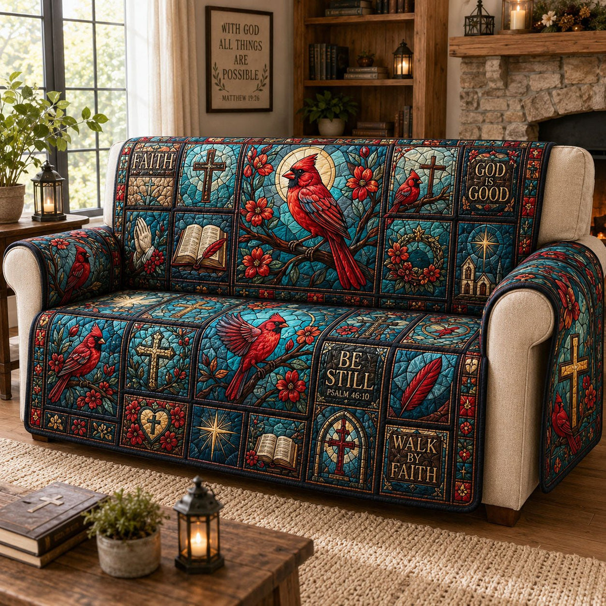 Be Still and Walk By Faith Sofa Cover